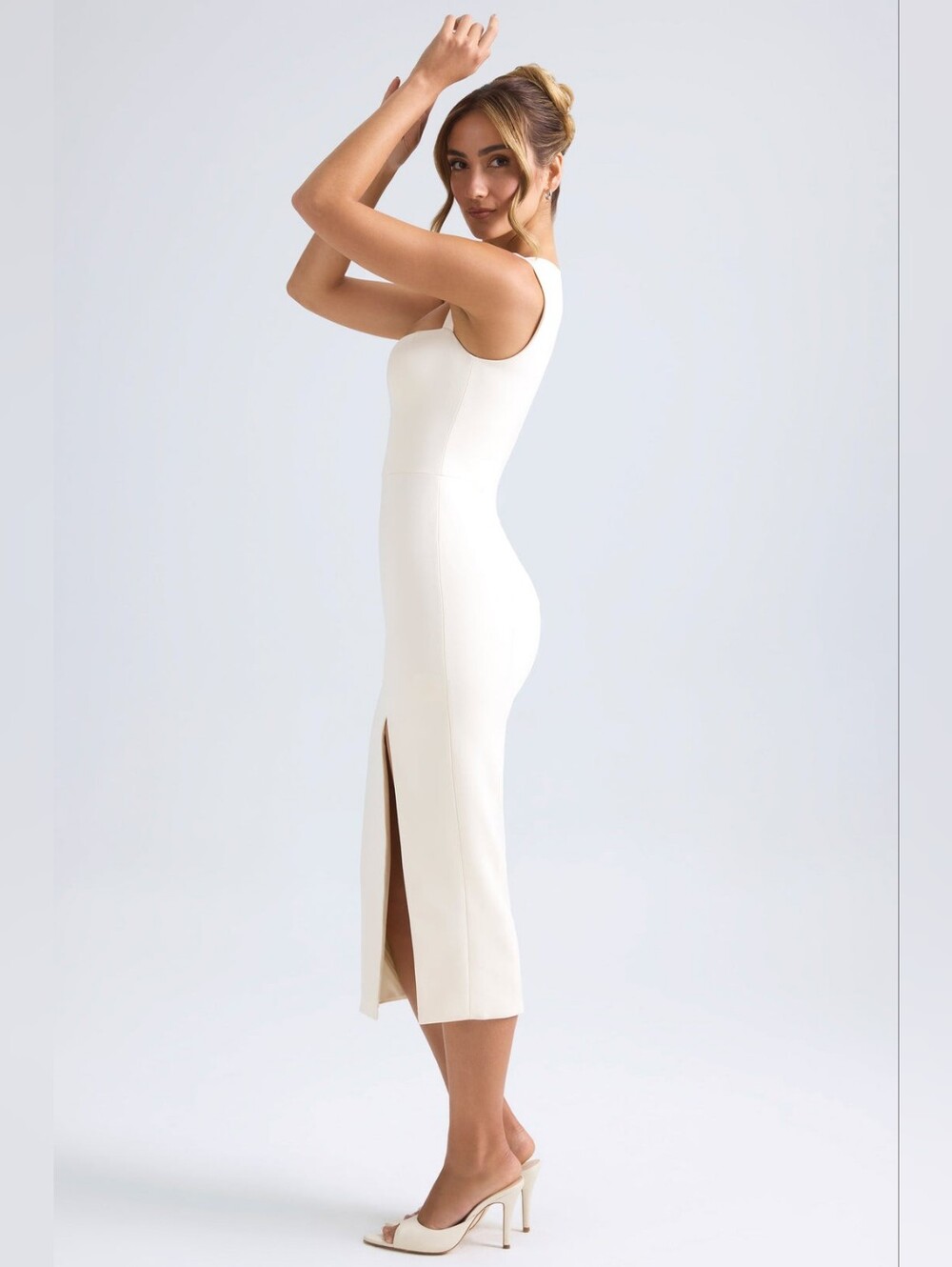 Oh Polly Aiko Sweetheart-Neck Midaxi Ivory Dress Wedding Party Feminine Formal - Picture 3 of 10